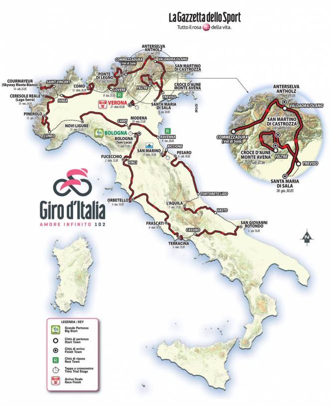 Le parcours du Tour d’Italie 2019
