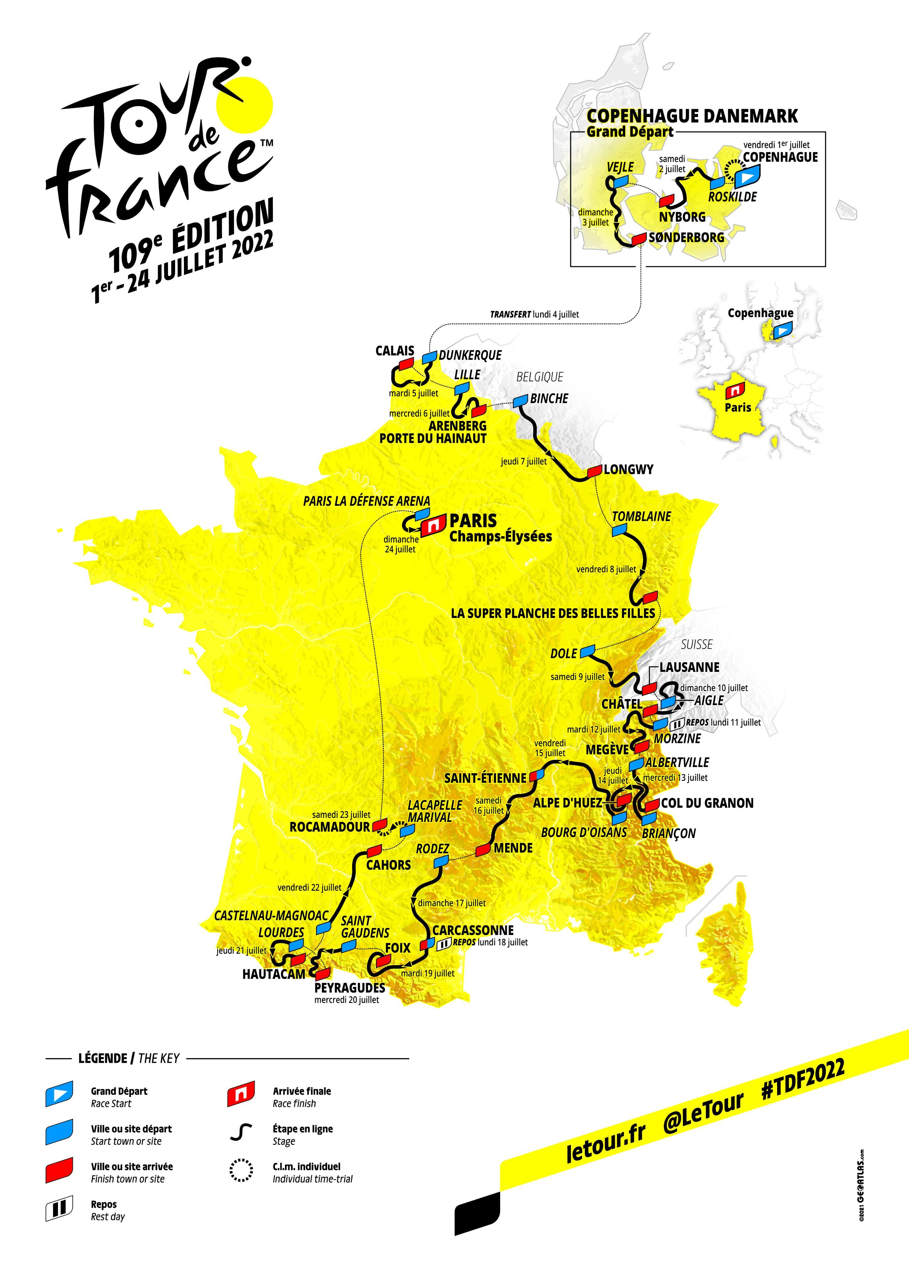 Le parcours du Tour de France 2022 dévoilé