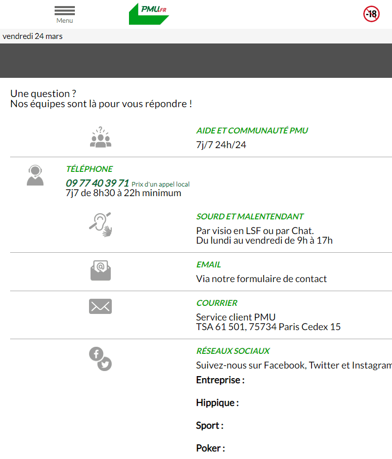 Service client PMU