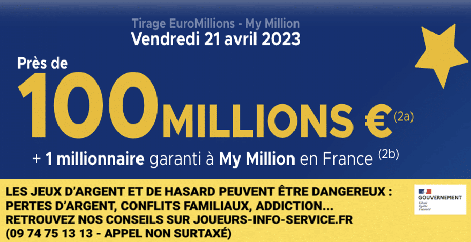 Euromillions du vendredi 21 avril 2023 : heure du tirage, gains et pronostic