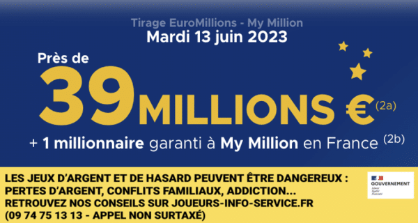 Euromillions du mardi 13 juin 2023 : heure du tirage, gains et pronostic