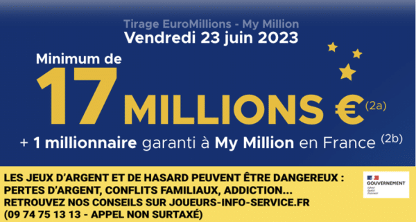 Euromillions du vendredi 23 juin 2023 : heure du tirage, gains et pronostic