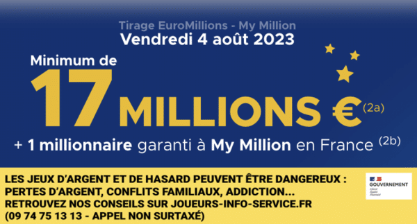 Euromillions du vendredi 4 août 2023 : heure du tirage, gains et pronostic