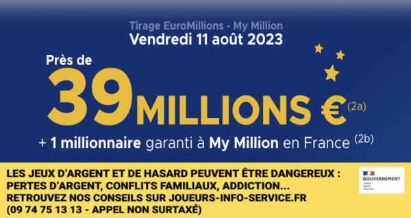 Euromillions du vendredi 11 août 2023 : heure du tirage, gains et pronostic