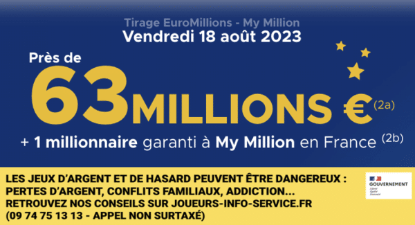 Euromillions du vendredi 18 août 2023 : heure du tirage, gains et pronostic