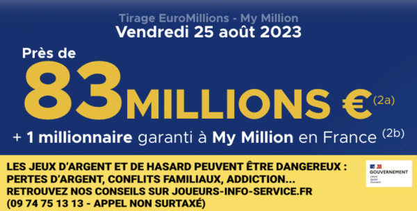 Euromillions du vendredi 25 août 2023 : heure du tirage, gains et pronostic