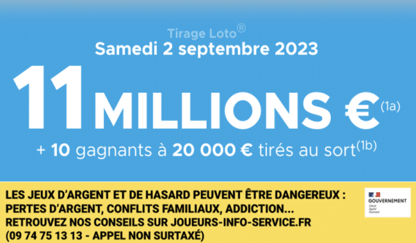 Loto du Samedi 2 septembre 2023 : heure du tirage, gains et pronostic