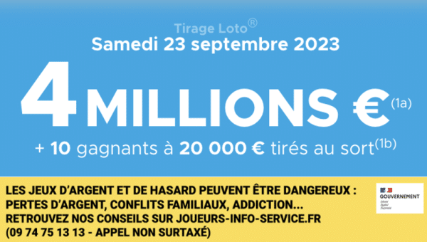 Loto du Samedi 23 septembre 2023 : heure du tirage, gains et pronostic