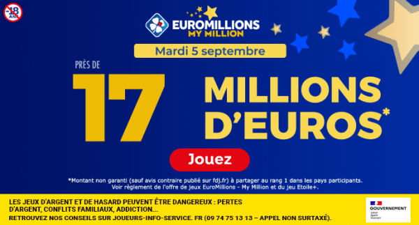 Euromillions du mardi 05 septembre 2023 : heure du tirage, gains et pronostic
