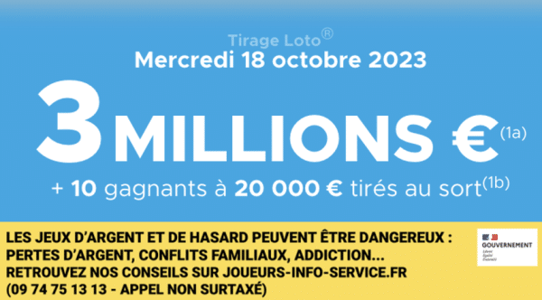 Loto du Mercredi 18 octobre 2023 : heure du tirage, gains et pronostic