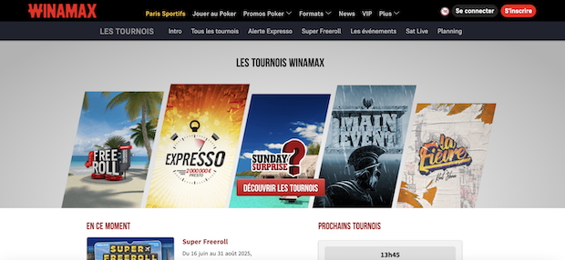 Winamax offre grille de tournois très attractive