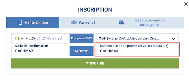 Analyse de la procédure d'inscription sur 1xBet
