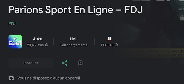 Découvrez l'application mobile Android Parions Sport de la FDJ