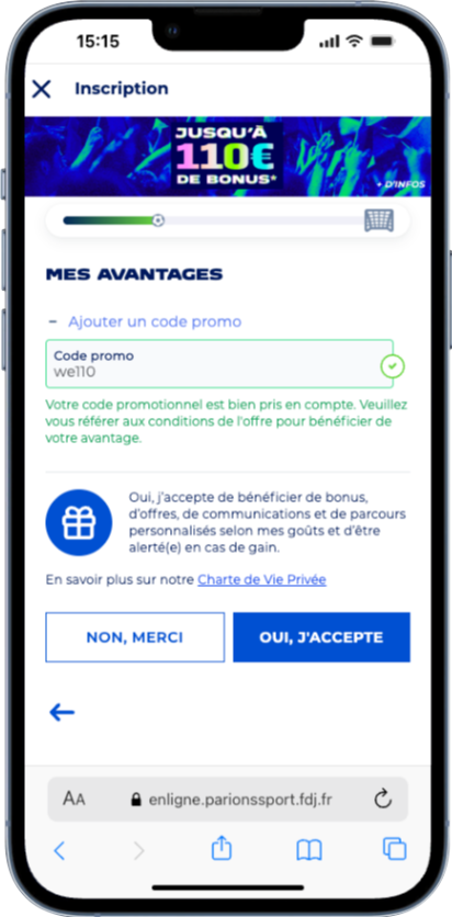 Ouvrez un compte Parions Sport depuis l'application mobile