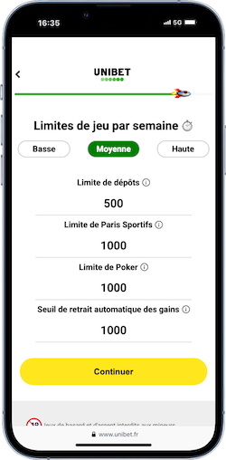 Changer ses plafonds sur Unibet