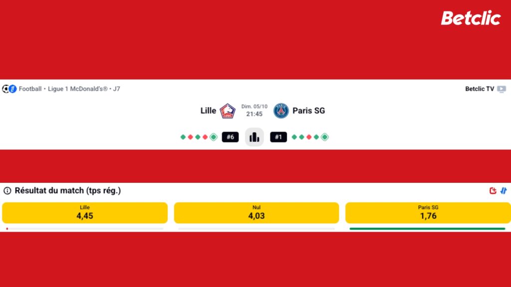 Jouez sur PSG-Lille avec le code promo Betclic
