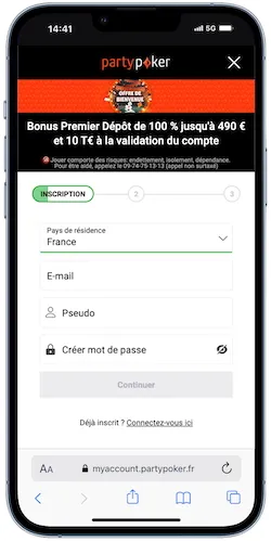 Inscription PartyPoker