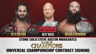 Stone Cold Steve Austin prend en charge la signature de contrat à Raw
