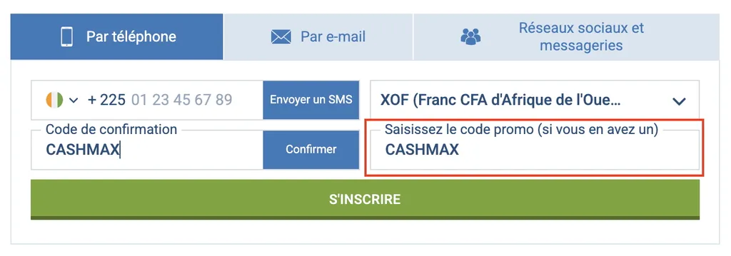 Faites votre ouverture de compte 1xBet par téléphone