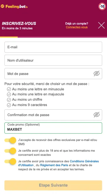 Code promo Feelingbet
