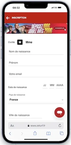 Créer profil ZEturf