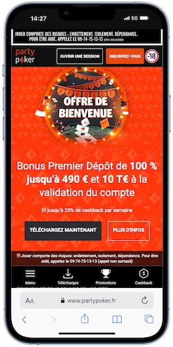 Tapez le code bonus PartyPoker dans le formulaire d'inscription