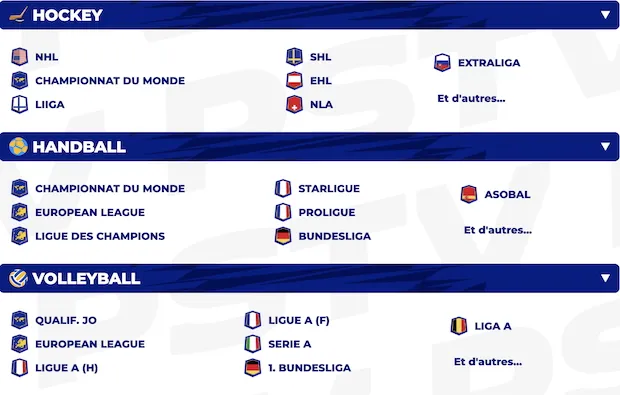 Live TV Parions Sport hockey, hand, volley