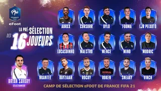 Les 16 pré-sélectionnés pour l’Équipe de France eFoot