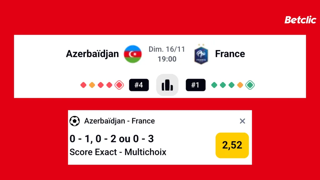 Jouez sur la rencontre entre la France et l'Azerbaïdjan avec le code Betclic