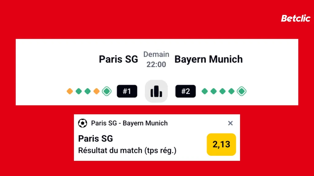Jouez sur la rencontre entre le Paris Saint-Germain et le Bayern Munich avec le code Betclic
