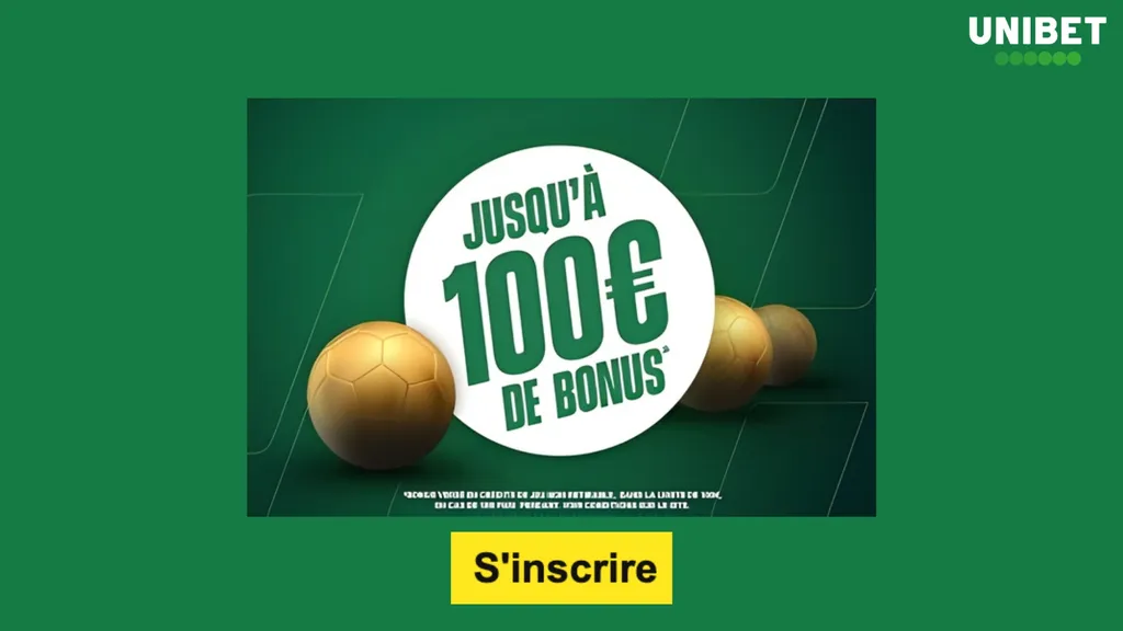 Jusqu'à 100 € de bienvenue à gagner avec le bonus Unibet