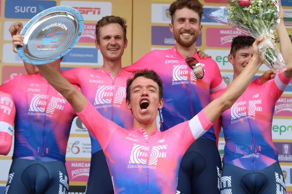 L'équipe Education-First vainqueur du contre-la-montre par équipes sur le dernier Tour de Colombie