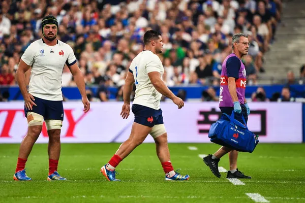 Vite touché à la cuisse gauche, Julien Marchand n'a disputé qu'une dizaine de minutes hier vendredi soir lors de France - Nouvelle-Zélande, en match d'ouverture de la Coupe du Monde Rugby 2023 (iconsport)