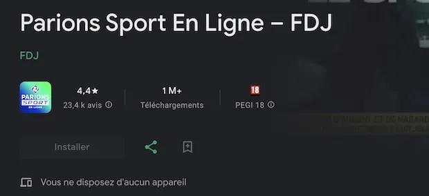 Découvrez l'application mobile Android Parions Sport de la FDJ