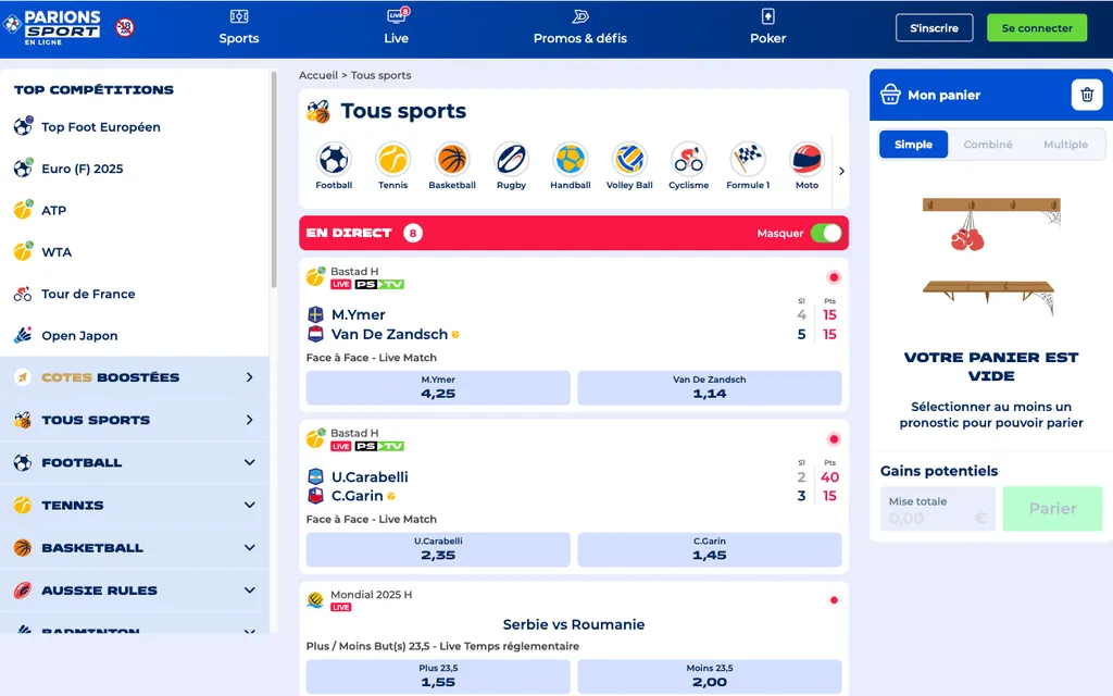 Pariez sur le foot, le tennis ou le basket avec ParionsSport