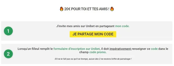 Parrainage filleul Unibet