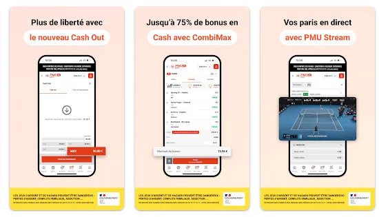 Fonctionnalités de l'application PMU Sport 