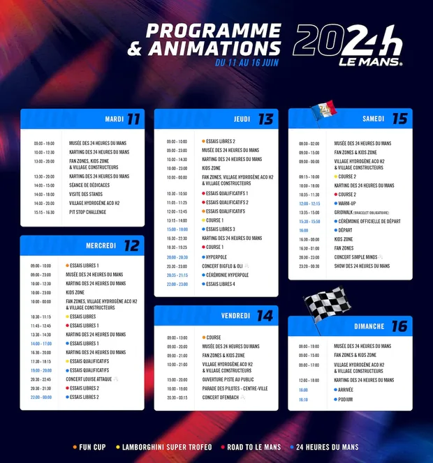 programme et animations des 24 heures du Mans 2024