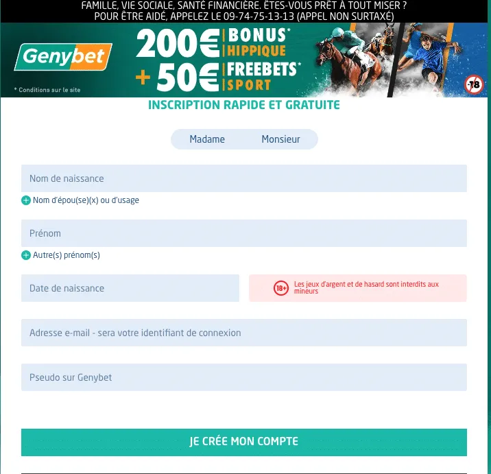 S'inscrire sur Genybet