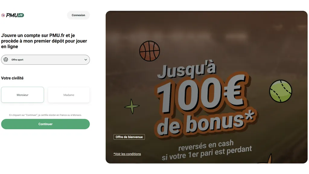 Inscriptino avec le Code promo PMU