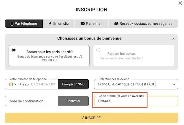 Test de la procédure d'inscription sur Melbet