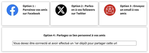 Trouvez de nouveaux filleuls en partageant votre lien personnel Winamax