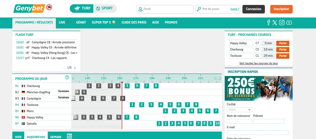 Genybet Truf accueil 