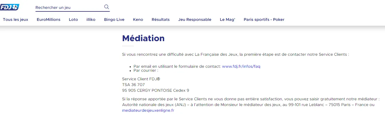 Service client Parions Sport