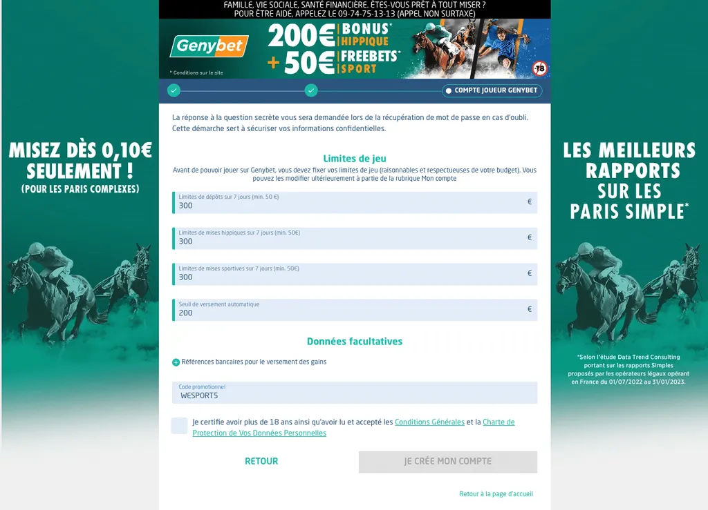 Ajouter le code promo WESPORT5