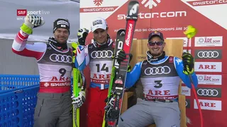 Dominik Paris champion du monde de Super G devant Johan Clarey