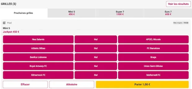 grilles de paris sportifs