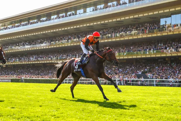 Arrivée du favori du Prix de l'Arc de Triomphe