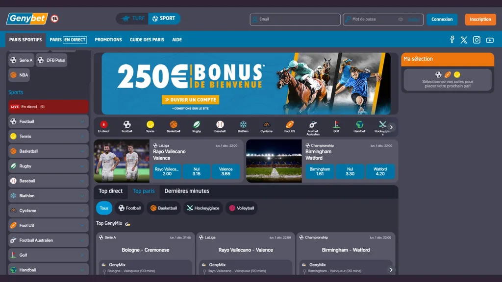 Pariez sur le Coupe du monde sur Genybet de football avec un bonus de bienvenue pouvant aller jusqu'à 250 €.