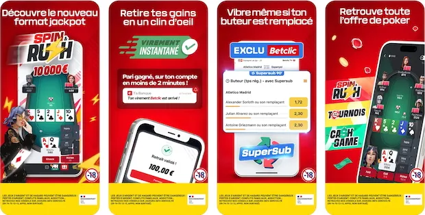 Jouez au poker et aux paris sportifs sur l'app Betclic 